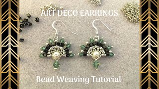 Art Deco earrings beading tutorial  DIY beaded earrings [upl. by Esertap711]