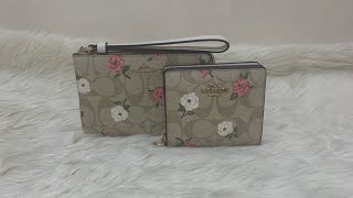 Coach Wristlet and Coach Snap Wallet In Signature Canvas With Floral Print Unboxing [upl. by Iinden582]