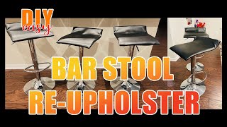 BAR STOOL REUPHOLSTER  EASY DIY  KITCHEN STOOL REUPHOLSTER  REUPHOLSTER  REPURPOSE FURNITURE [upl. by Aznola444]