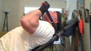 Barts Bowflex Revolution Workout Tricep 2 Close Grip Bench Press [upl. by Aivun]