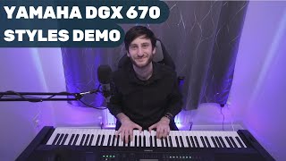 Yamaha DGX670  STYLE function demo  sounds played and explained  Arranger function explained [upl. by Fennell999]