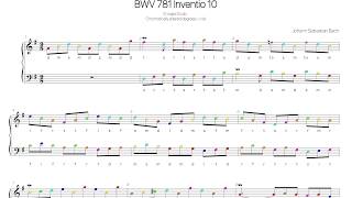 Bach BWV 781 Movabledo solfege with colored notes two part invention No10 [upl. by Waddell]