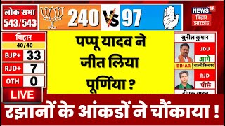 ✅Live News Pappu yadav Purnia Lok Sabha Election Result जीत रहें पप्पू यादव bima bharti  rjd [upl. by Rogerg]