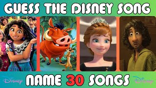 DISNEY QUIZ  GUESS THE DISNEY SONG  DISNEY 30 SONGS CHALLENGE  LEVEL HARD 2023 [upl. by Alleuqram602]