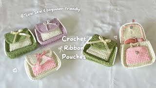 ✨ Low Sew amp Beginner Friendly Crochet Pouches  A stepbystep tutorial 🎀 [upl. by Releehw]