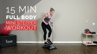 15 Minute Full Body Mini Stepper with Bands Workout [upl. by Beal]