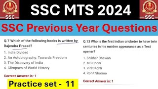 SSC MTS 2024  Practice set  11  SSC MTS Previous year Questions  SSC MTS IMPORTANT GK GS 2024 [upl. by Letniuq]