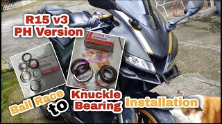 Yamaha R15 V3 Ball Race to Knuckle Bearing Installation [upl. by Atalya658]