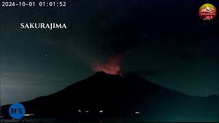 Sakurajima Volcano Fiery All Night Timelapse 30 09 01 10 24 [upl. by Naujit]