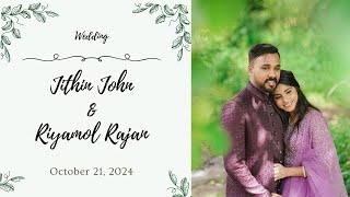 Jithin John amp Riyamol Rajan  Wedding  21102024  Live Streaming [upl. by Erida]