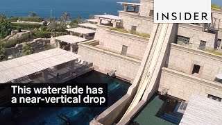 This waterslide has a nearvertical drop [upl. by Helaine390]