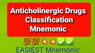 CLASSIFICATIONS OF ANTICHOLINERGICS DRUGS WITH MNEMONIC EASY TRICK [upl. by Gomer]