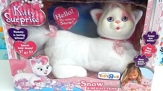 Kitty Surprise Snow Toy Plush Cat  How Many Kittens Will She Have [upl. by Aisenat796]