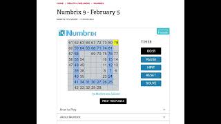 Solve Daily Numbrix 9 Puzzle 252024 ASMR [upl. by Mcbride]