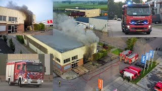 Grote brand in bedrijfsloods aan de Vlietskade in Arkel [upl. by Yardley68]