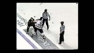 Baie Comeau Drakkar at Quebec Remparts line brawl LHJMQ angle 2 18 02 03 [upl. by Iccir]