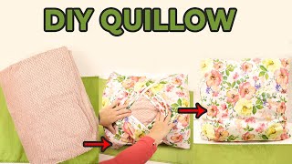 DIY Quillow Blanket in a Pillow  How to make a Quillow [upl. by Ydnyc]