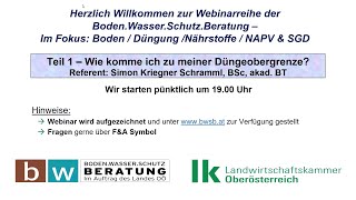 WebinarReihe der BodenWasserSchutzBeratung Teil 1 Wie komme ich zu meiner Düngeobergrenze [upl. by Nnanerak]