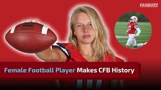 Female College Football Player Makes History As First Ever NonKicker [upl. by Aicilana]