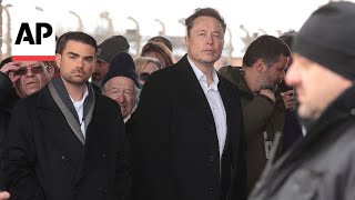 Elon Musk visits Auschwitz after uproar over antisemitism on X [upl. by Lledniuq748]