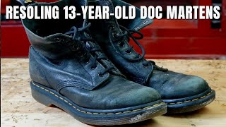 Resoling 13YearOld Doc Martens  Doc Martens Boot Repair [upl. by Yolanthe]