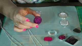 Crackle Pendant Tray Necklace Tutorial  Nail Polish Jewelry [upl. by Shaylah]