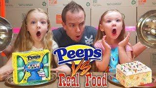 REAL FOOD VS PEEPS  Easter Games  Sis vs Sis Peeps Challenge [upl. by Ylyl]