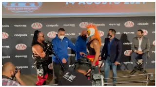 PSYCHO CLOWN Y REY ESCORPION SE ENCARAN Y GOLPEAN EN CONFERENCIA DE PRENSA RUMBO A TRIPLEMANIA 29 [upl. by Everick]