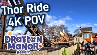 Thor  Official Ride POV  Drayton Manor Park  Vikings area 2024 4K [upl. by Nedle]