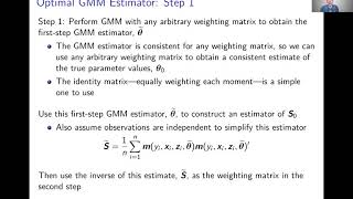 Week 8 Generalized Method of Moments  Video 7 Optimal GMM Estimator [upl. by Annice]