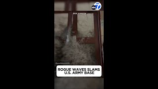 Rogue wave crashes into US Army Base ripping doors from hinges [upl. by Thevenot]