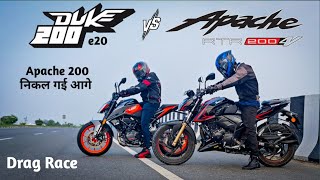 KTM Duke 200 Vs Apache RTR 200 4V  Drag Race [upl. by Nerraj]