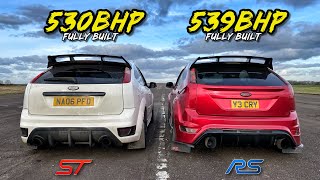 FOCUS ST vs RS 530BHP FORD FOCUS ST vs 539BHP FORD FOCUS RS [upl. by Trah581]