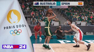 Australia vs Spain  Olympics 2024 Basketball  Group A  NBA 2K24 [upl. by Eciruam]