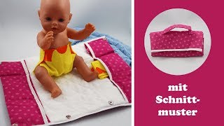 Wickeltasche nähen für Puppen für unterwegs mit Wickelauflage [upl. by Katharina]