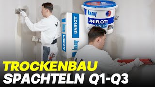 TROCKENBAU richtig SPACHTELN auf Qualitätsstufe Q3 SCHRITT FÜR SCHRITT ANLEITUNG zur glatten Wand [upl. by Arie]