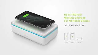 Energea  Stera360 Sanitising Disinfection Box with Fast 15W Wireless Charging amp Qualcomm Plug [upl. by Svetlana]