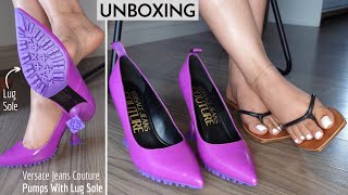 ●Unboxing amp Review● Versace Lug Sole Pointy Pumps [upl. by Etsyrk913]