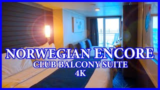 4K Norwegian Encore Club Balcony Suite Tour  15180 [upl. by Eddy382]