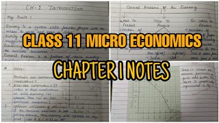 Class 11 microeconomics Chapter 1 notes 📚✨️ [upl. by Hayse]