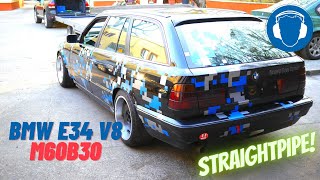 BMW 530i E34 M60B40 Straight Pipe [upl. by Aloivaf405]