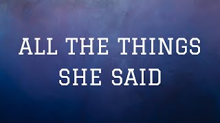 tATu  All The Things She Said  Lyrics Video [upl. by Maryrose]