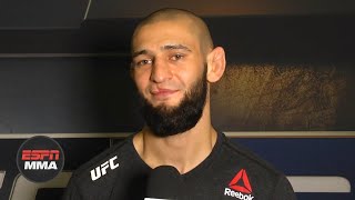 Khamzat Chimaev recaps onepunch KO of Gerald Meerschaert  UFCVegas11  ESPN MMA [upl. by Mailli]