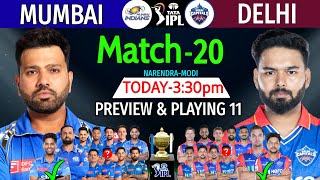 IPL 2024 Match20  Mumbai Vs Delhi Details amp Playing 11  MI Vs DC IPL 2024  DC Vs MI IPL 2024 [upl. by Ressay]