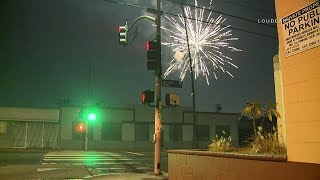 Celebratory Gunfire amp Fireworks  South LA RAW FOOTAGE [upl. by Snebur]