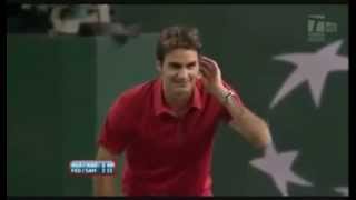 Hit for Haiti  Federer wants Agassi to Serve at 113 mph  Agassi serves 114 mph [upl. by Sherline641]