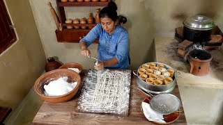 This Village Dish of Wheat Flour cooked inside Bamboo Stems goes well with Fish Curry amp Chili Paste [upl. by Deena8]