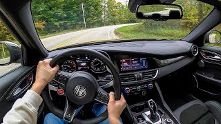 2021 Alfa Romeo Giulia Quadrifoglio  POV Test Drive Binaural Audio [upl. by Portie]