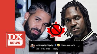 Drake Denies Getting Pusha T Banned From Canada amp Invites Him Into Country “Come On Over” [upl. by Drabeck75]