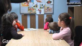 Present Continuous Activities with names for kids English lesson for kids 5 6 years old [upl. by Suelo]